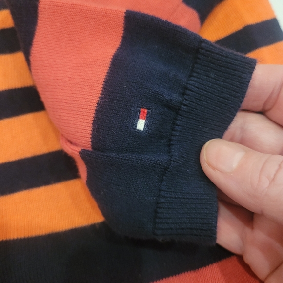 Tommy Hilfiger Pima Cotton Striped V-Neck Sweater Size M - Picture 3 of 8